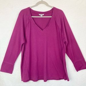Wildfox Top Haley Soft Brushed Thermal Knit Tunic Top Elderberry, Size XXL